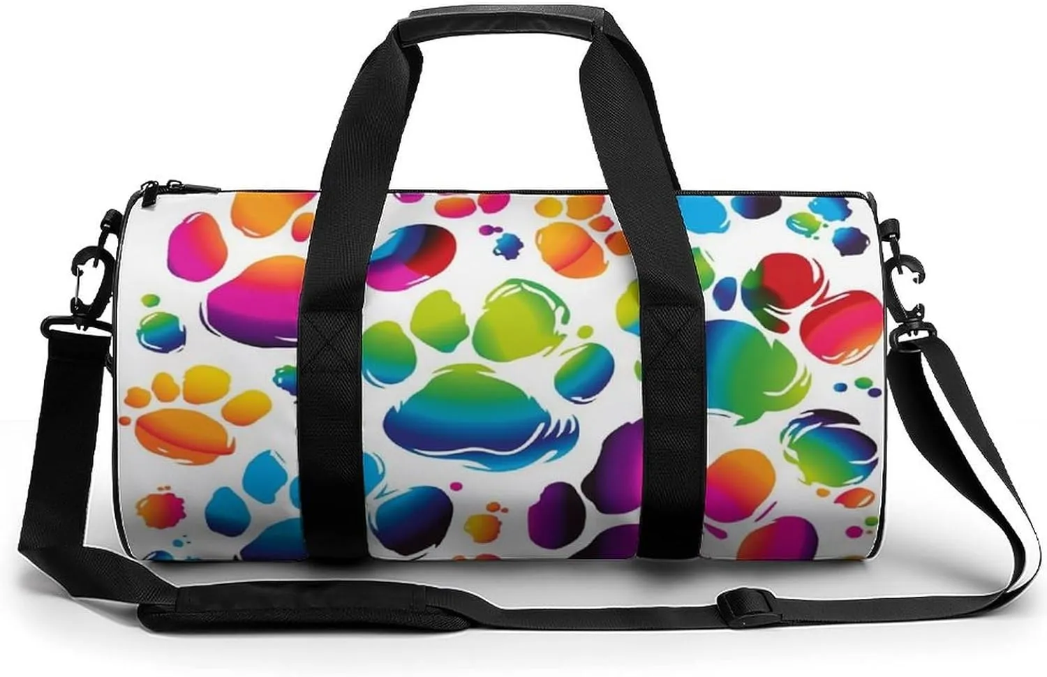 Gym Bag Colorful Dog Paw Print Duffel Bag for Men Women Overnight Bag with Shoe Compartment Workout Bags
