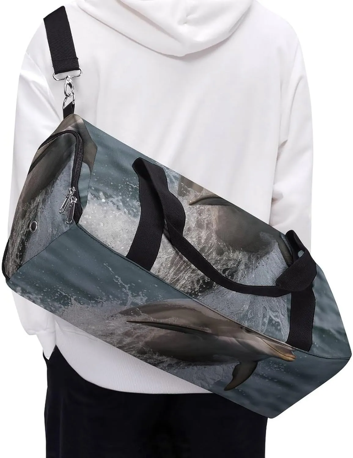 Gym Bag Cool Dolphin Duffel Bag for Men Women Overnight Bag with Shoe Compartment Workout Bags