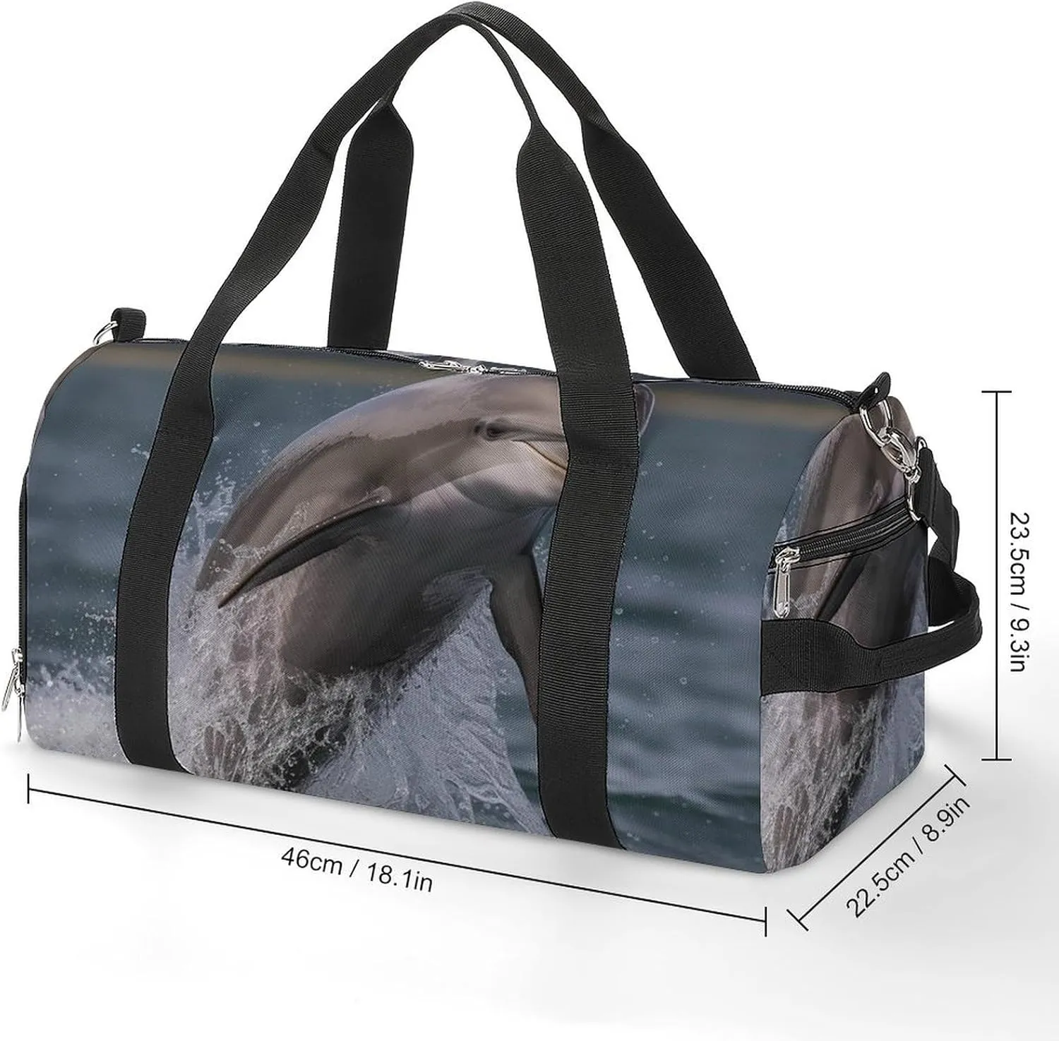 Gym Bag Cool Dolphin Duffel Bag for Men Women Overnight Bag with Shoe Compartment Workout Bags