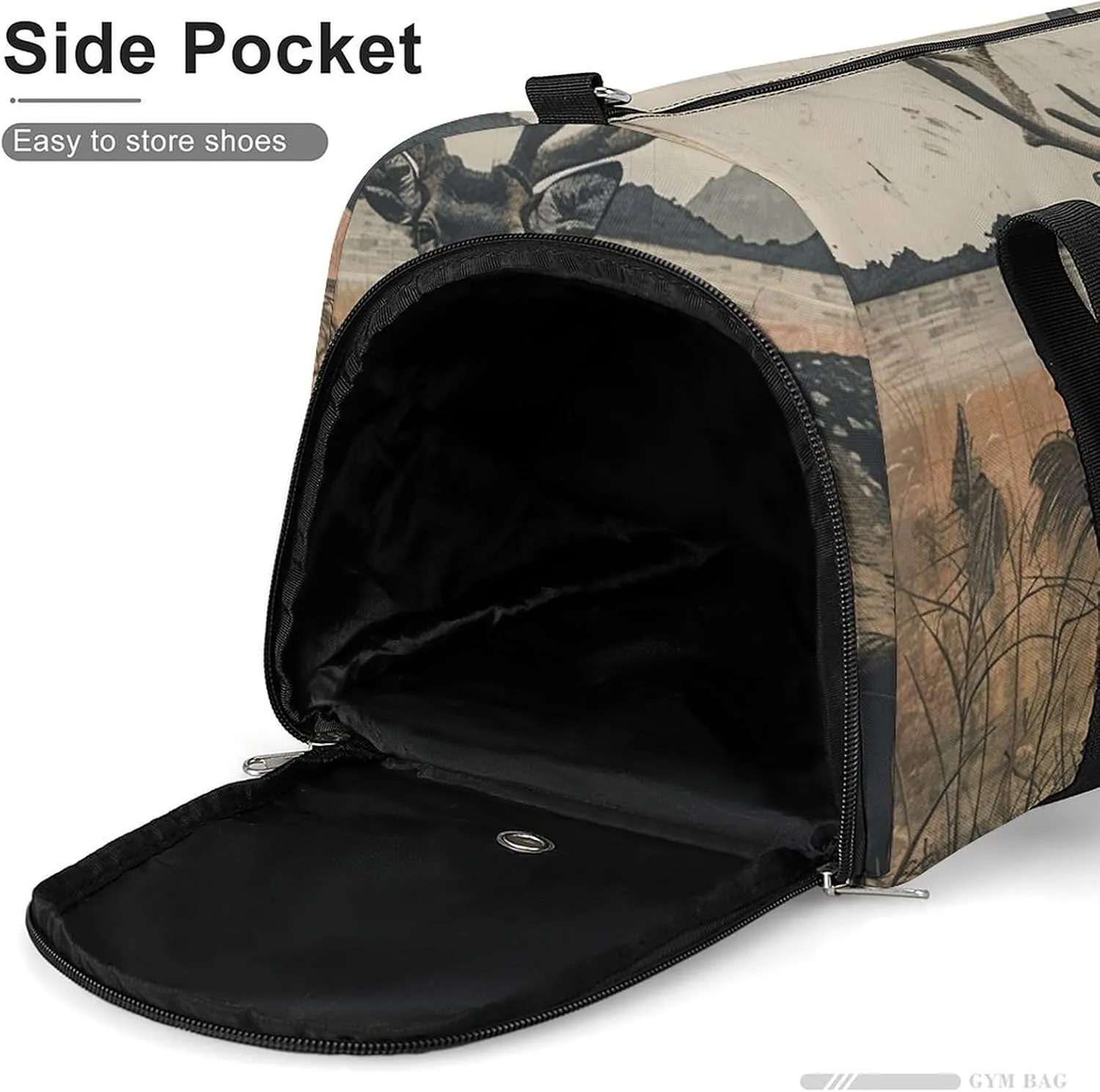Gym Bag Deer on The Island Duffel Bag for Men Women Overnight Bag with Shoe Compartment Workout Bags