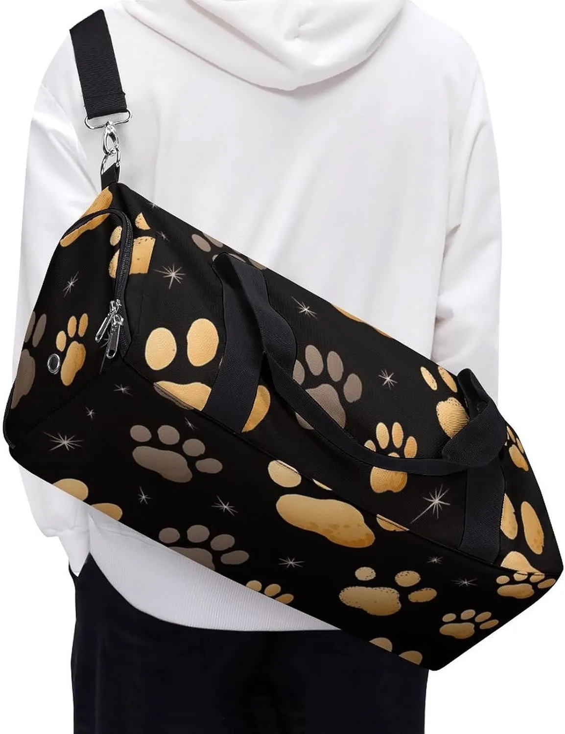 Gym Bag Dog Paw Print Duffel Bag for Men Women Overnight Bag with Shoe Compartment Workout Bags