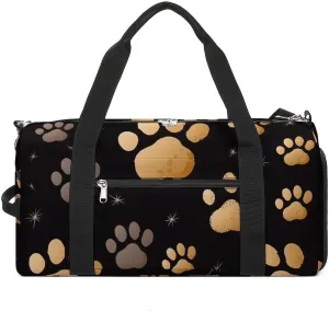Gym Bag Dog Paw Print Duffel Bag for Men Women Overnight Bag with Shoe Compartment Workout Bags
