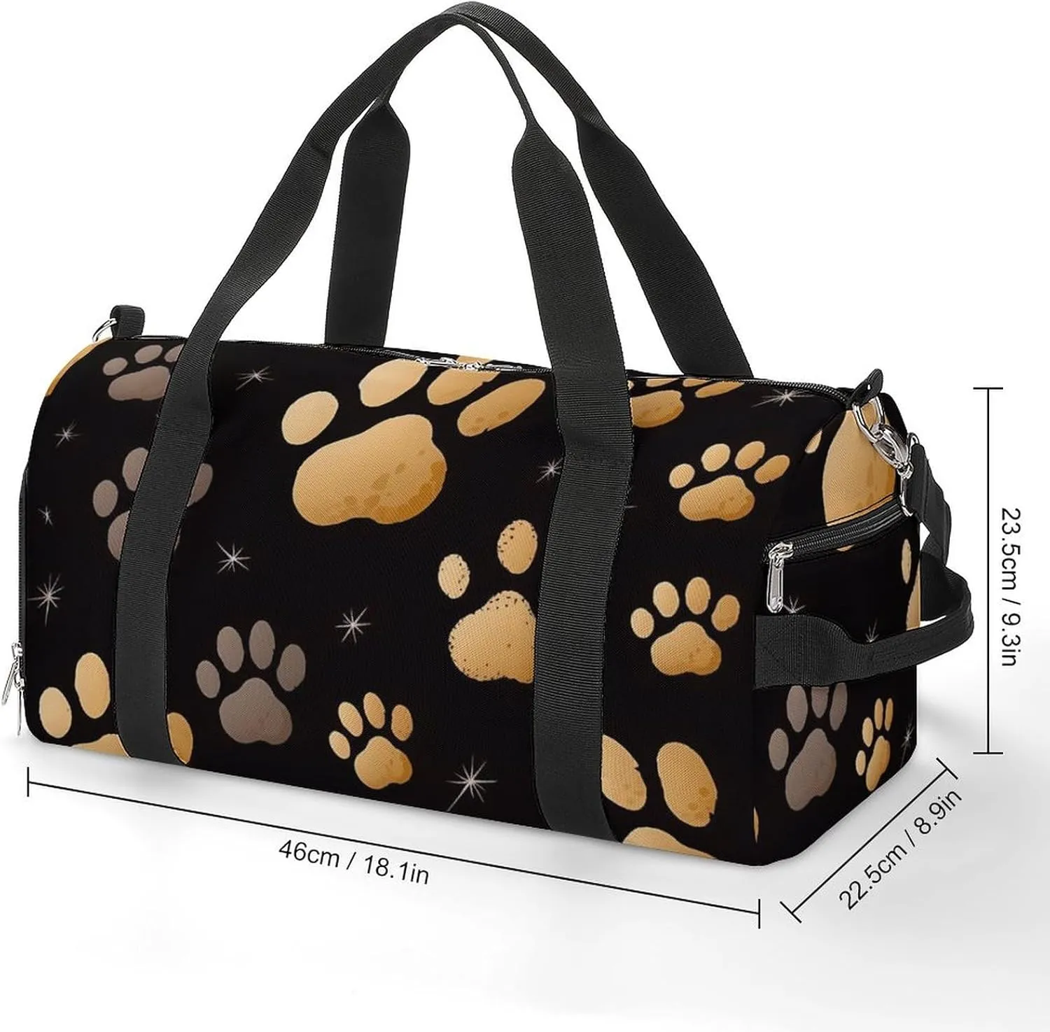 Gym Bag Dog Paw Print Duffel Bag for Men Women Overnight Bag with Shoe Compartment Workout Bags