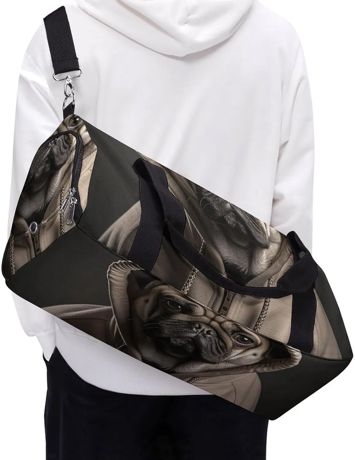Gym Bag Dog Wearing Hat Duffel Bag for Men Women Overnight Bag with Shoe Compartment Workout Bags