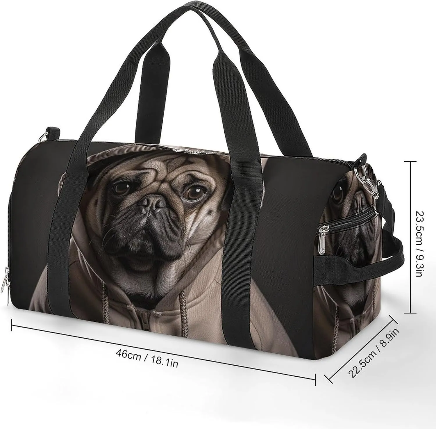 Gym Bag Dog Wearing Hat Duffel Bag for Men Women Overnight Bag with Shoe Compartment Workout Bags