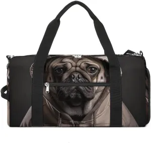 Gym Bag Dog Wearing Hat Duffel Bag for Men Women Overnight Bag with Shoe Compartment Workout Bags