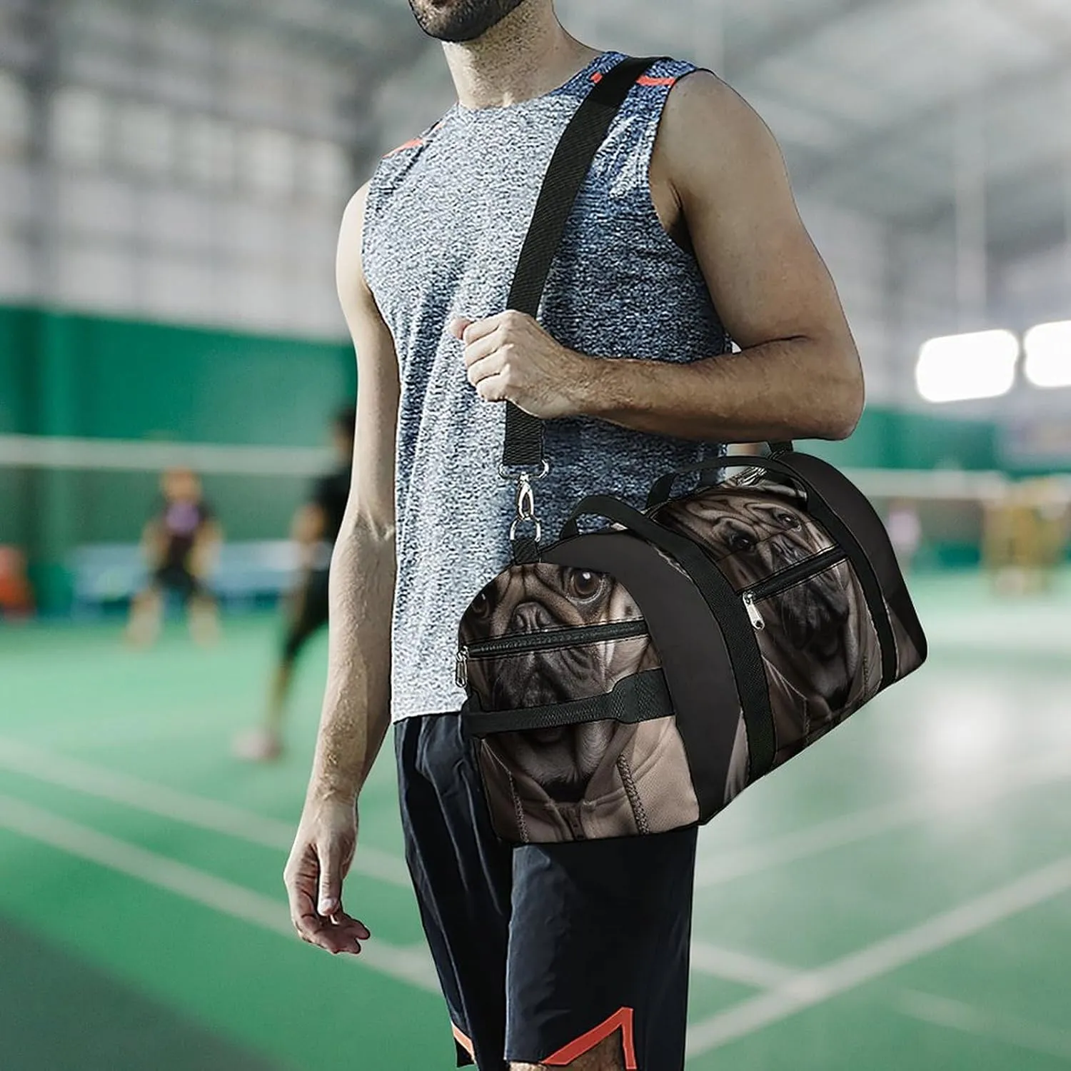 Gym Bag Dog Wearing Hat Duffel Bag for Men Women Overnight Bag with Shoe Compartment Workout Bags