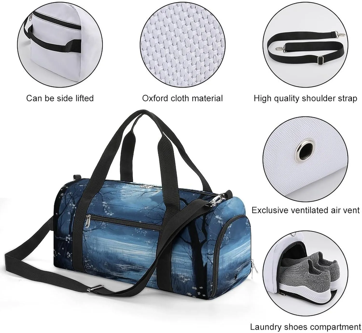 Gym Bag Dreamy Romantic Style Duffel Bag for Men Women Overnight Bag with Shoe Compartment Workout Bags