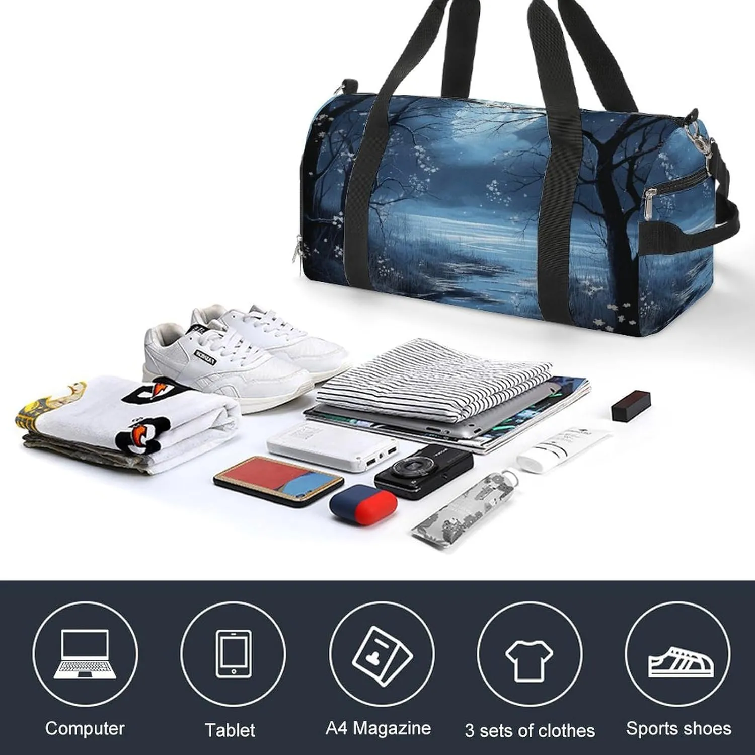 Gym Bag Dreamy Romantic Style Duffel Bag for Men Women Overnight Bag with Shoe Compartment Workout Bags