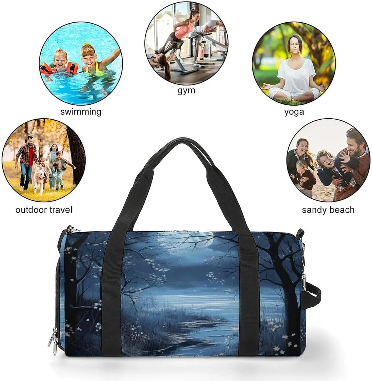 Gym Bag Dreamy Romantic Style Duffel Bag for Men Women Overnight Bag with Shoe Compartment Workout Bags