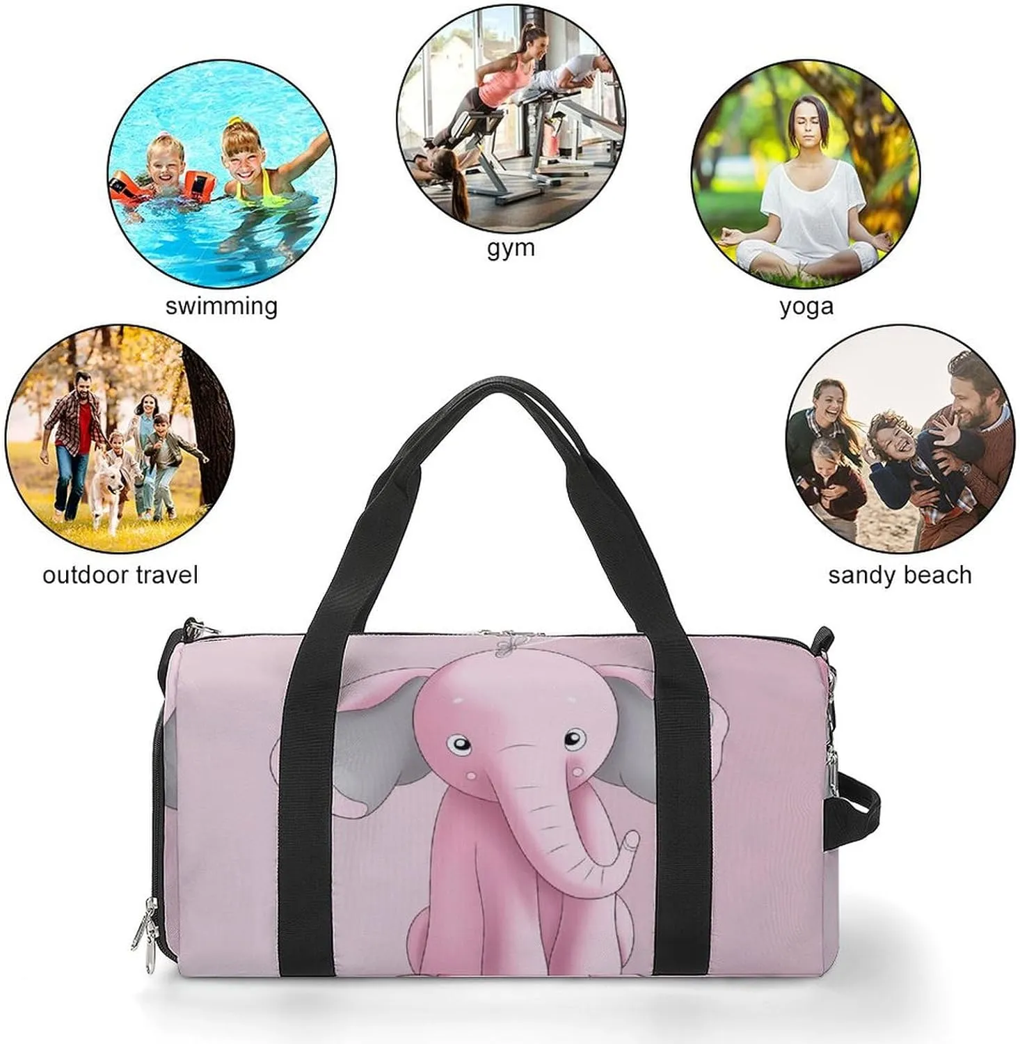 Gym Bag Elephant Duffel Bag for Men Women Overnight Bag with Shoe Compartment Workout Bags