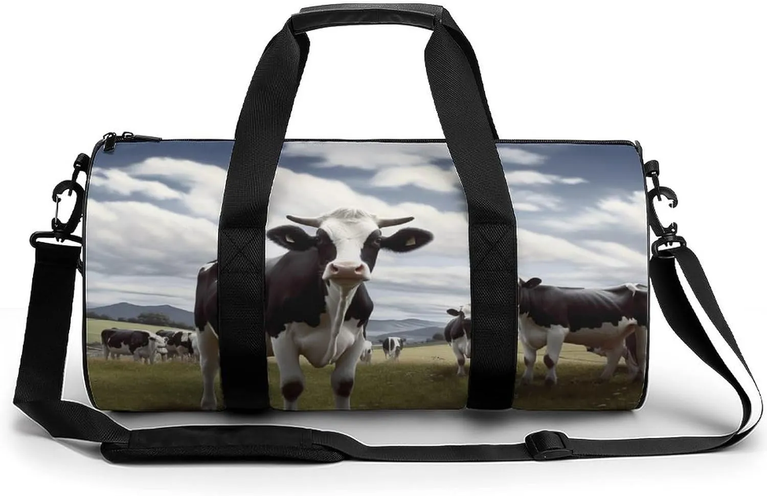 Gym Bag Farm Cow Pictures Duffel Bag for Men Women Overnight Bag with Shoe Compartment Workout Bags