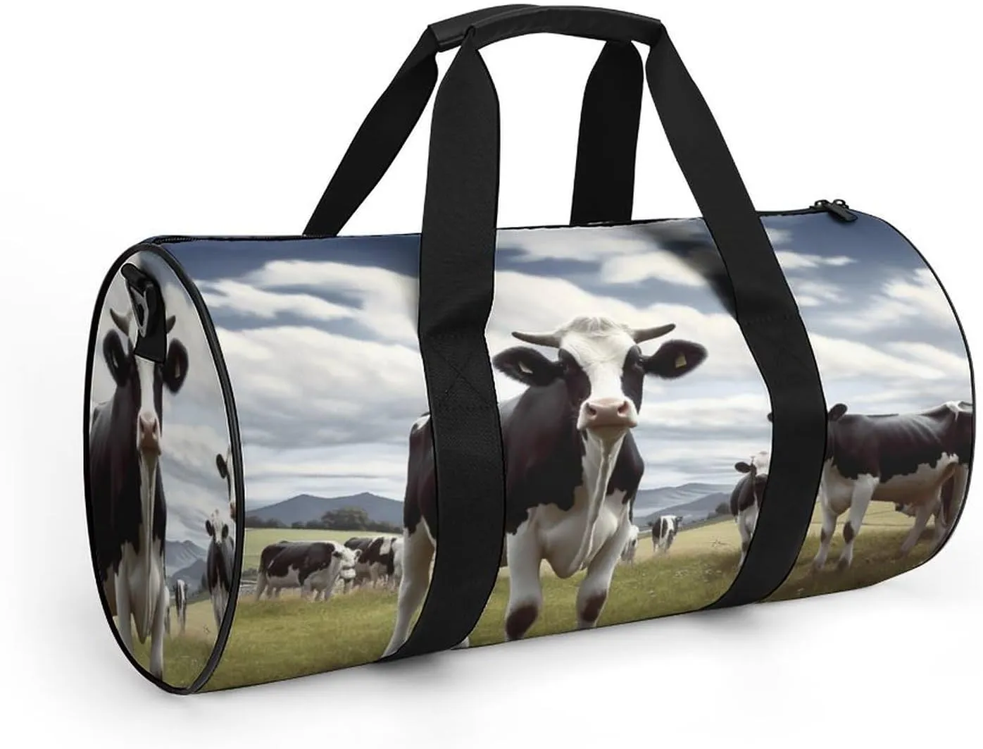 Gym Bag Farm Cow Pictures Duffel Bag for Men Women Overnight Bag with Shoe Compartment Workout Bags