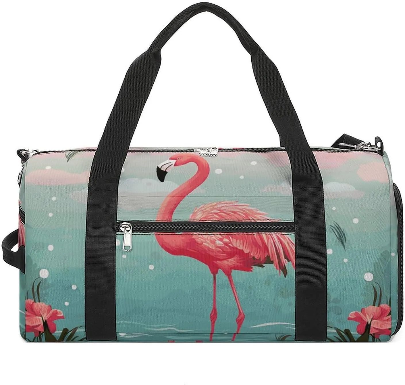 Gym Bag Flamingos Duffel Bag for Men Women Overnight Bag with Shoe Compartment Workout Bags