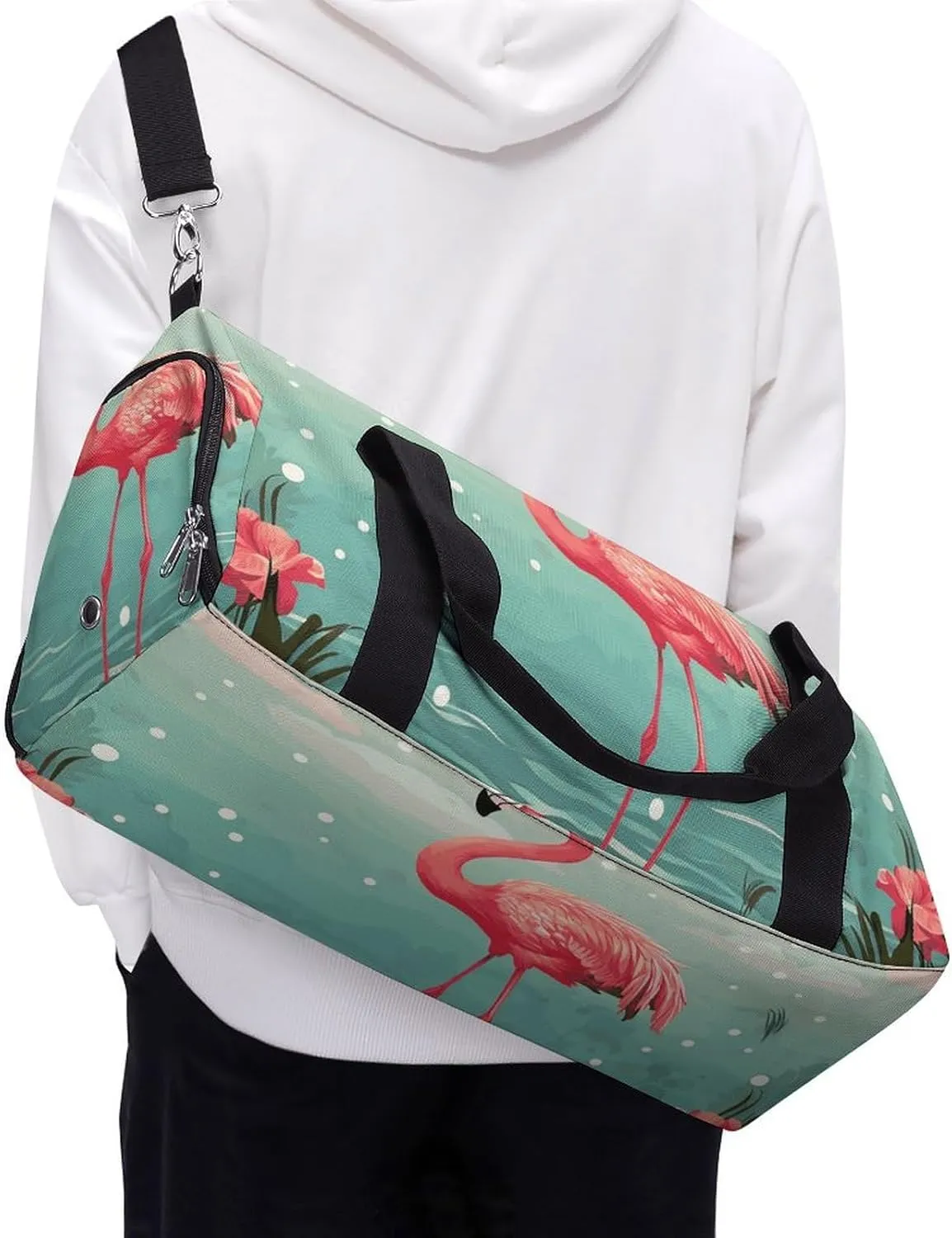 Gym Bag Flamingos Duffel Bag for Men Women Overnight Bag with Shoe Compartment Workout Bags