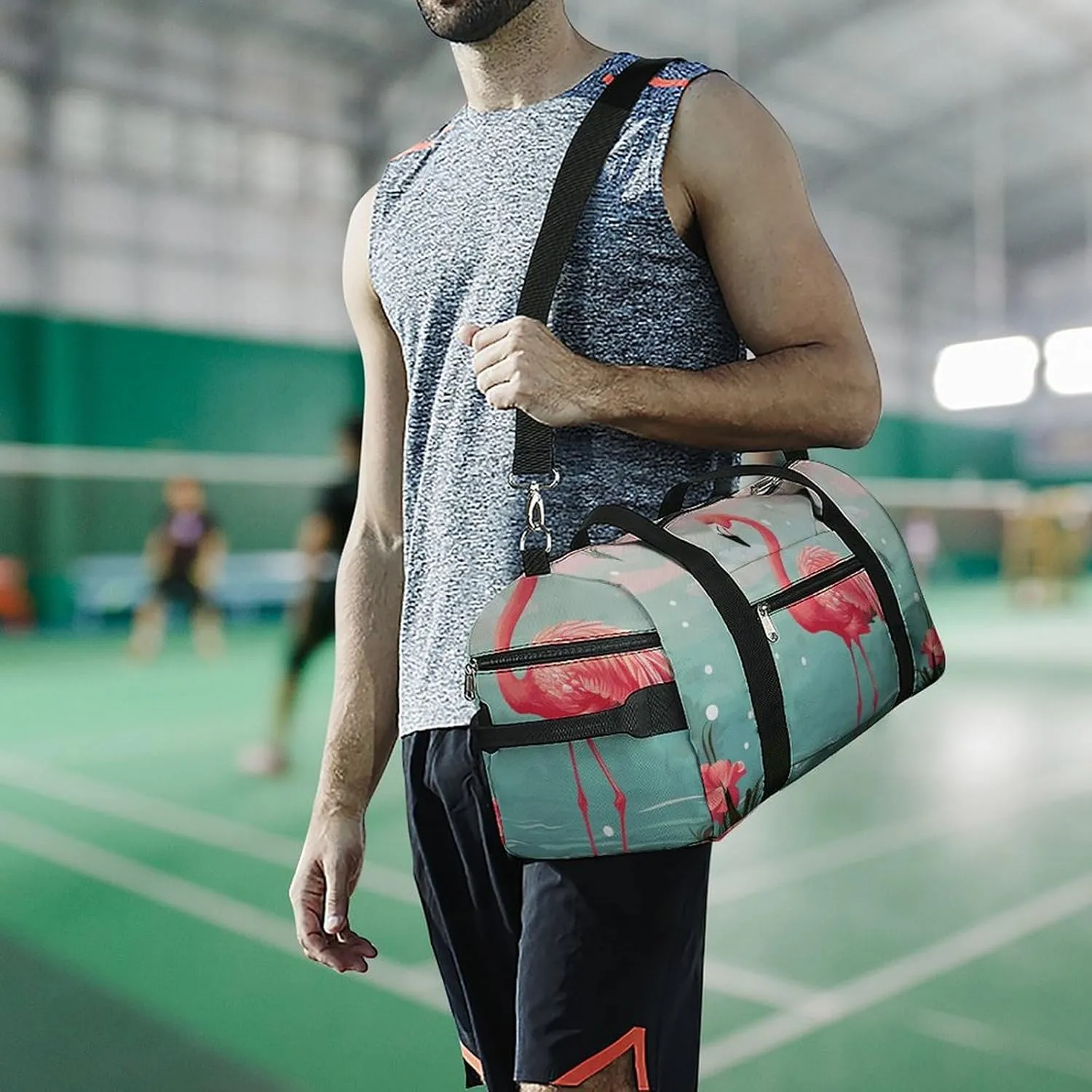 Gym Bag Flamingos Duffel Bag for Men Women Overnight Bag with Shoe Compartment Workout Bags