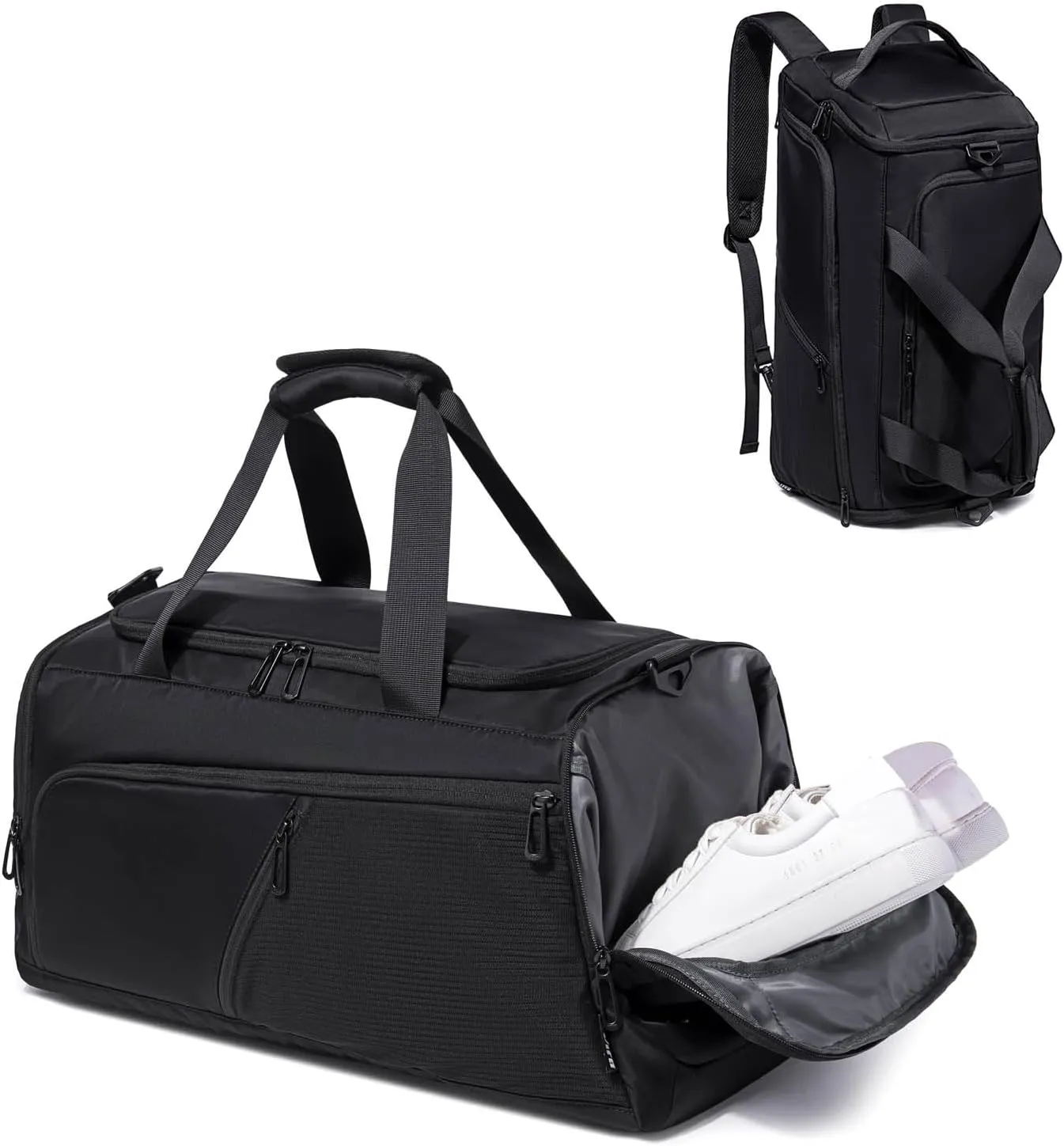Gym bag for Men, 40L Travel Duffel Bag for Weekender Overnight with Shoes Compartment and Adjustable Strap, 3 Way Heavy Duty Duffel Waterproof Tear Resistant Bags Backpack for Travel and Camping