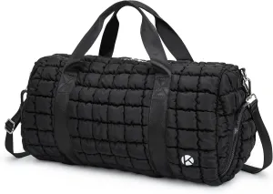 Gym Bag for Women, Duffle Bag for Travel with Shoes Compartment and Wet Pocket, Carry on Weekender Bag with Trolley Sleeve, Personal Item Bag Sports Duffel Dance Bag, Black