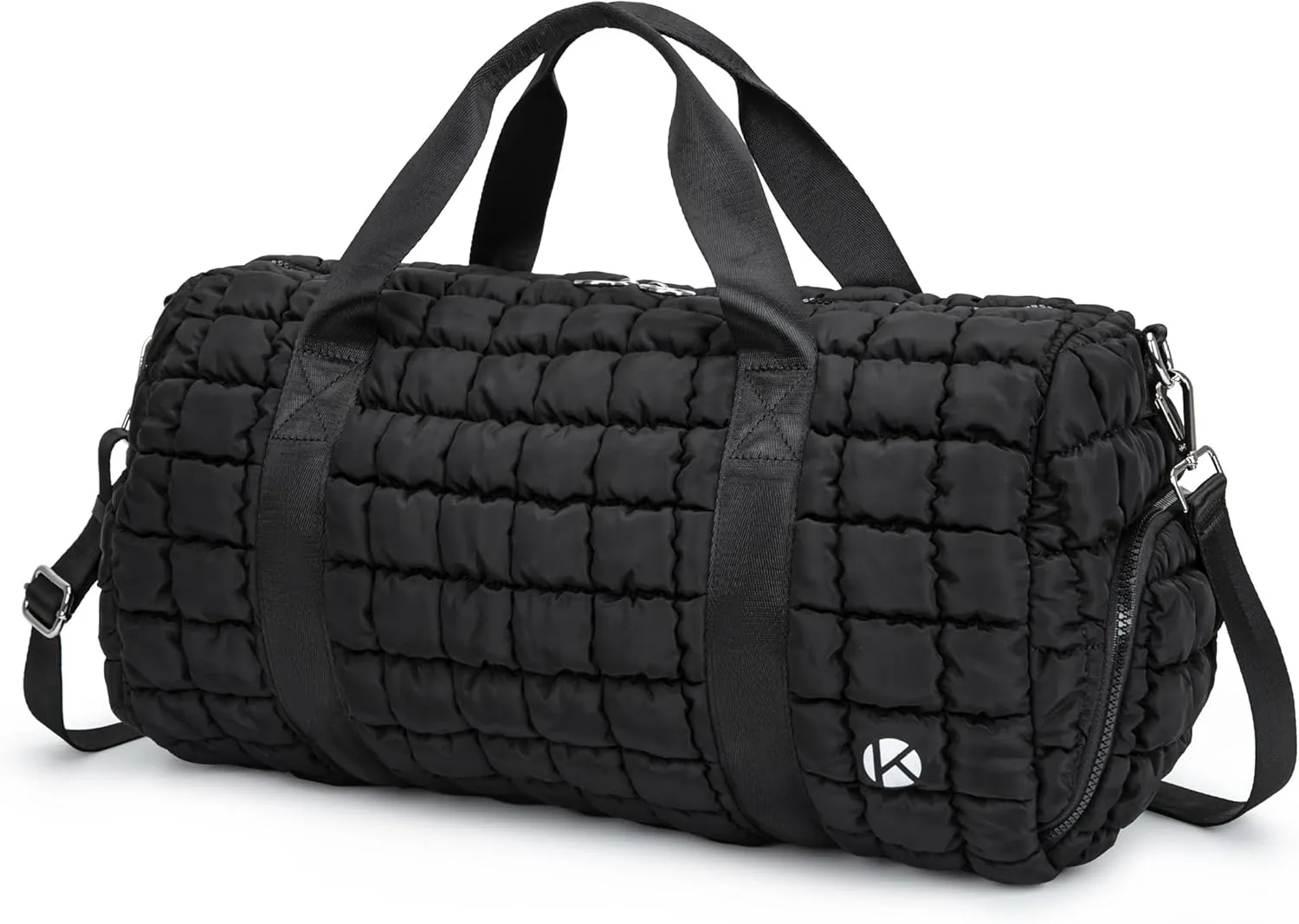 Gym Bag for Women, Duffle Bag for Travel with Shoes Compartment and Wet Pocket, Carry on Weekender Bag with Trolley Sleeve, Personal Item Bag Sports Duffel Dance Bag, Black