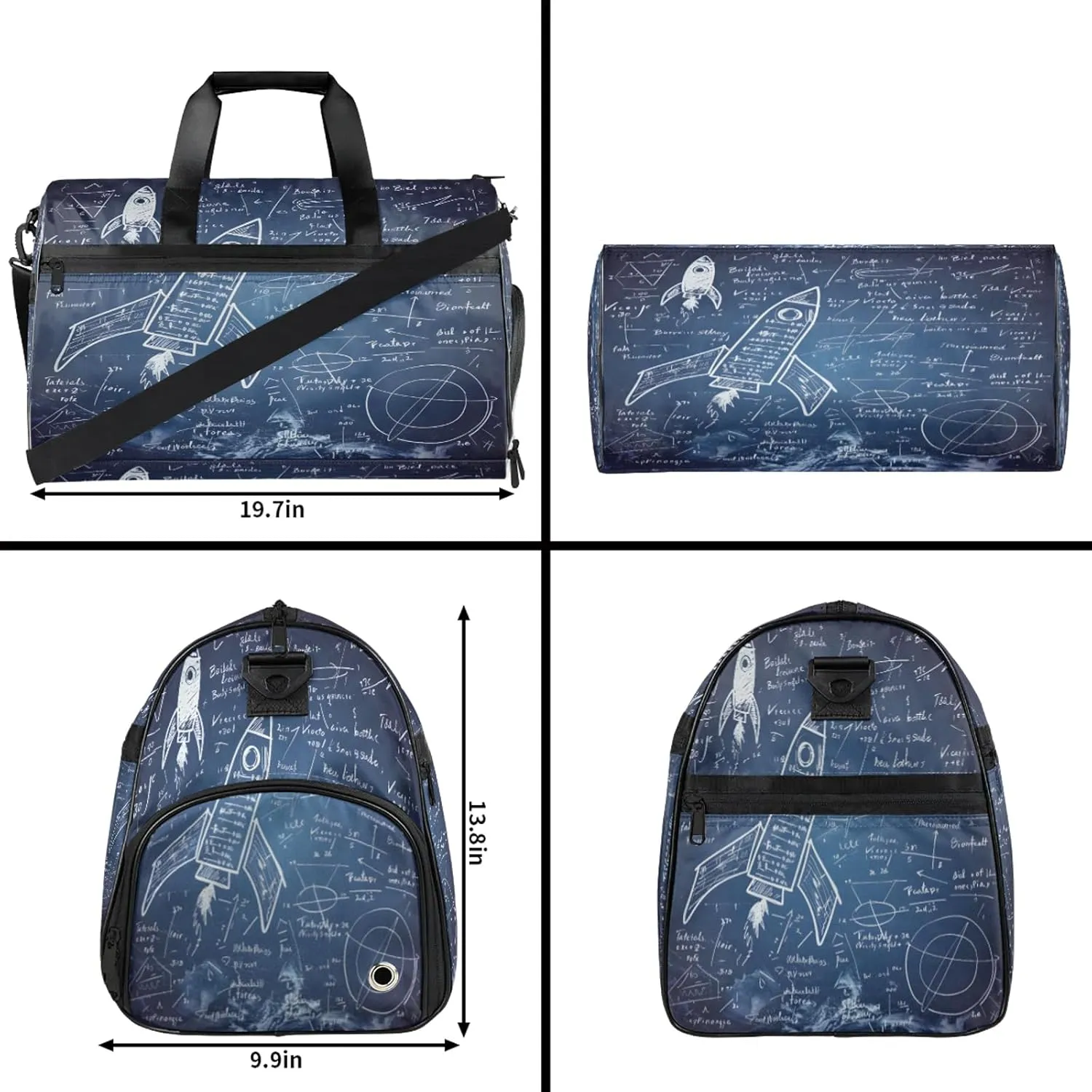 Gym Bag for Women Men Abstract Education Mathematics Travel Duffle Bag with Shoe Compartment Waterproof Sports Tote Bags Large Overnight Weekender Bags for Travel Swimming Gym Yoga Dance