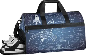 Gym Bag for Women Men Abstract Education Mathematics Travel Duffle Bag with Shoe Compartment Waterproof Sports Tote Bags Large Overnight Weekender Bags for Travel Swimming Gym Yoga Dance