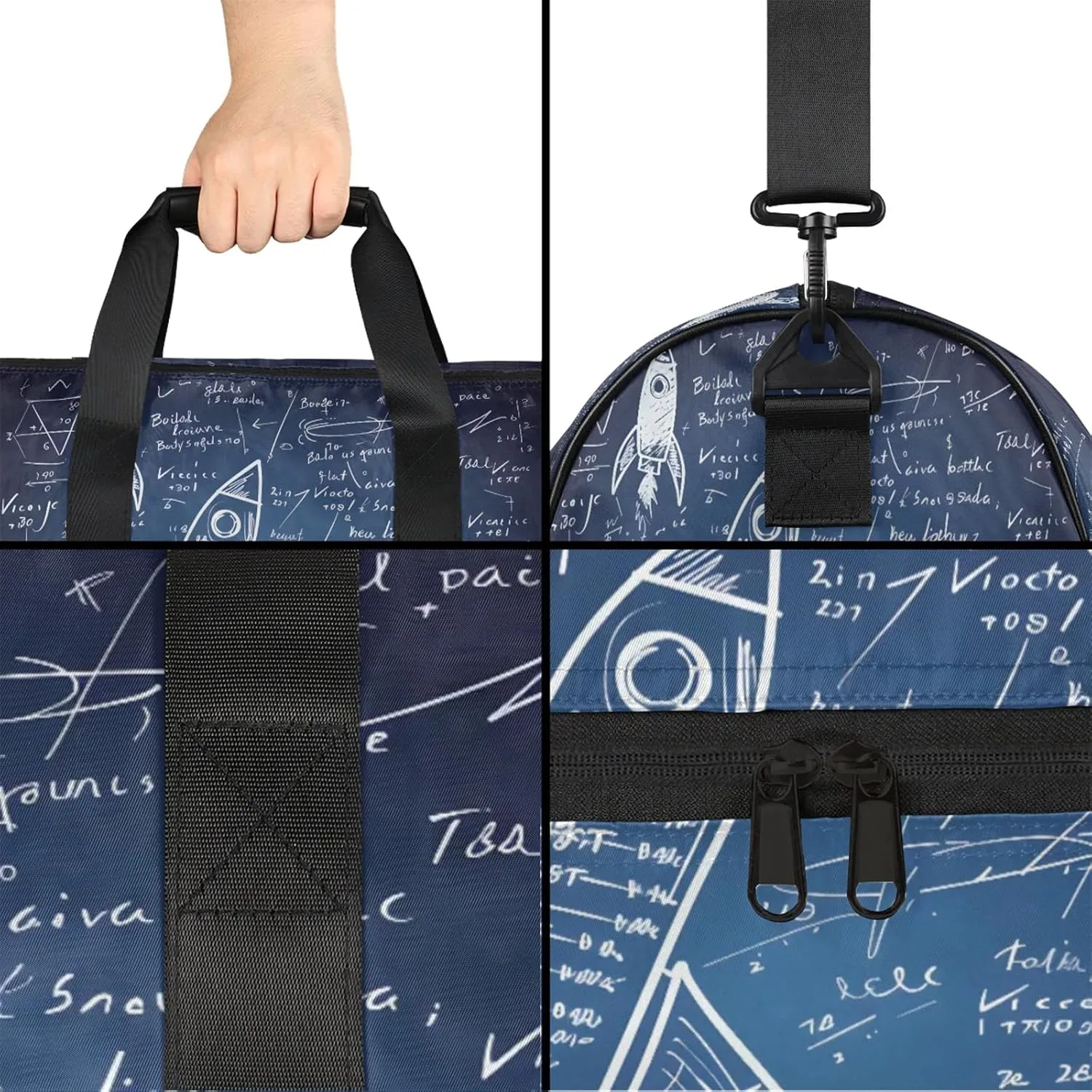 Gym Bag for Women Men Abstract Education Mathematics Travel Duffle Bag with Shoe Compartment Waterproof Sports Tote Bags Large Overnight Weekender Bags for Travel Swimming Gym Yoga Dance