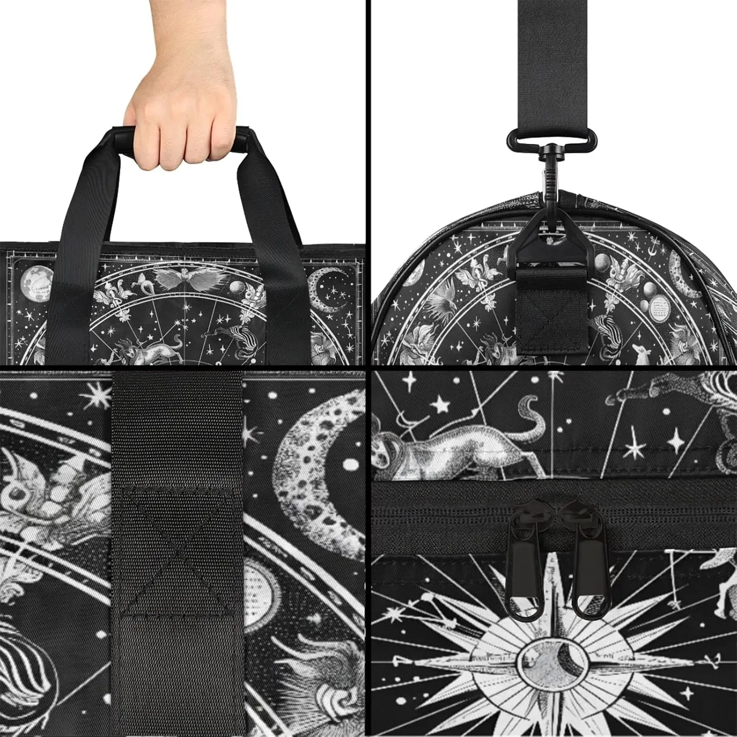 Gym Bag for Women Men Abstract Moon Ocean Travel Duffle Bag with Shoe Compartment Waterproof Sports Tote Bags Large Overnight Weekender Bags for Travel Swimming Gym Yoga Dance