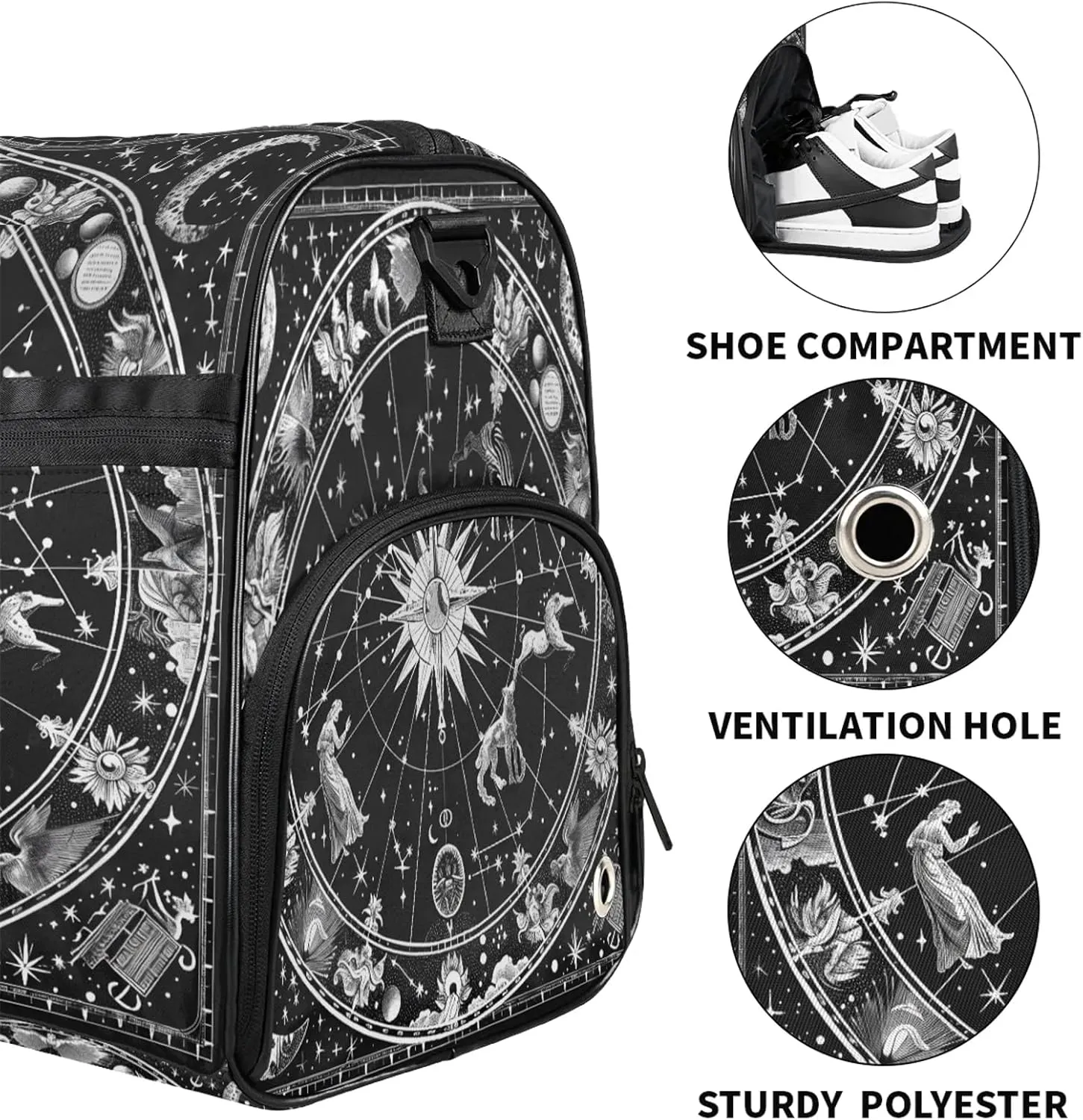 Gym Bag for Women Men Abstract Moon Ocean Travel Duffle Bag with Shoe Compartment Waterproof Sports Tote Bags Large Overnight Weekender Bags for Travel Swimming Gym Yoga Dance