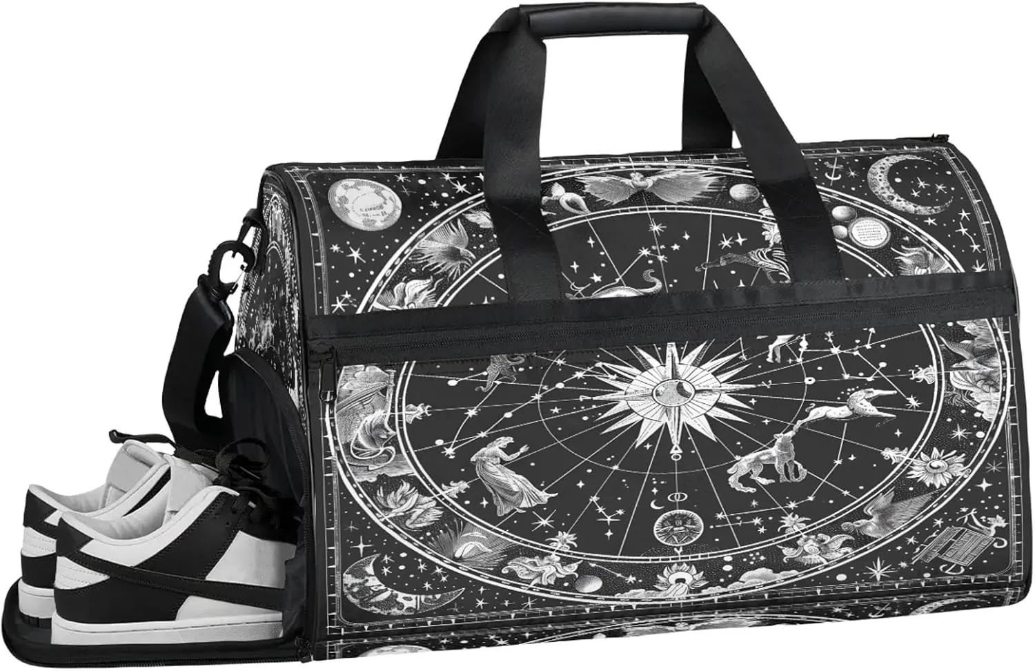 Gym Bag for Women Men Abstract Moon Ocean Travel Duffle Bag with Shoe Compartment Waterproof Sports Tote Bags Large Overnight Weekender Bags for Travel Swimming Gym Yoga Dance