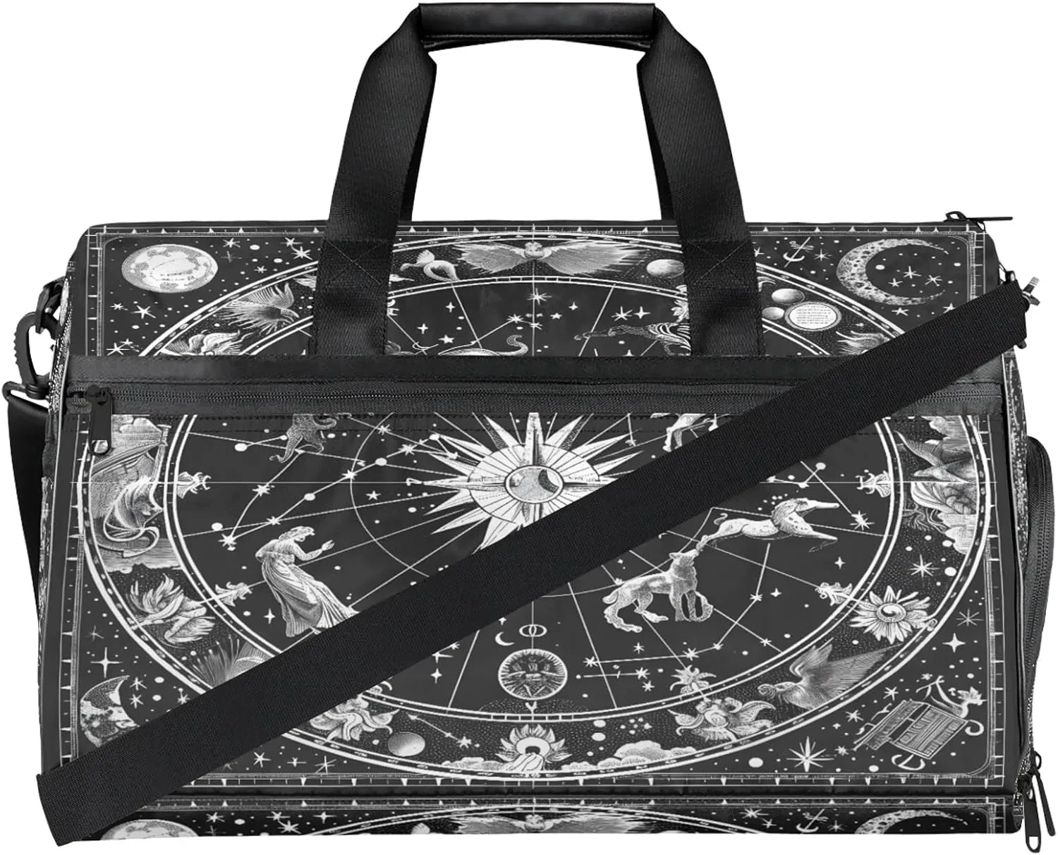 Gym Bag for Women Men Abstract Moon Ocean Travel Duffle Bag with Shoe Compartment Waterproof Sports Tote Bags Large Overnight Weekender Bags for Travel Swimming Gym Yoga Dance