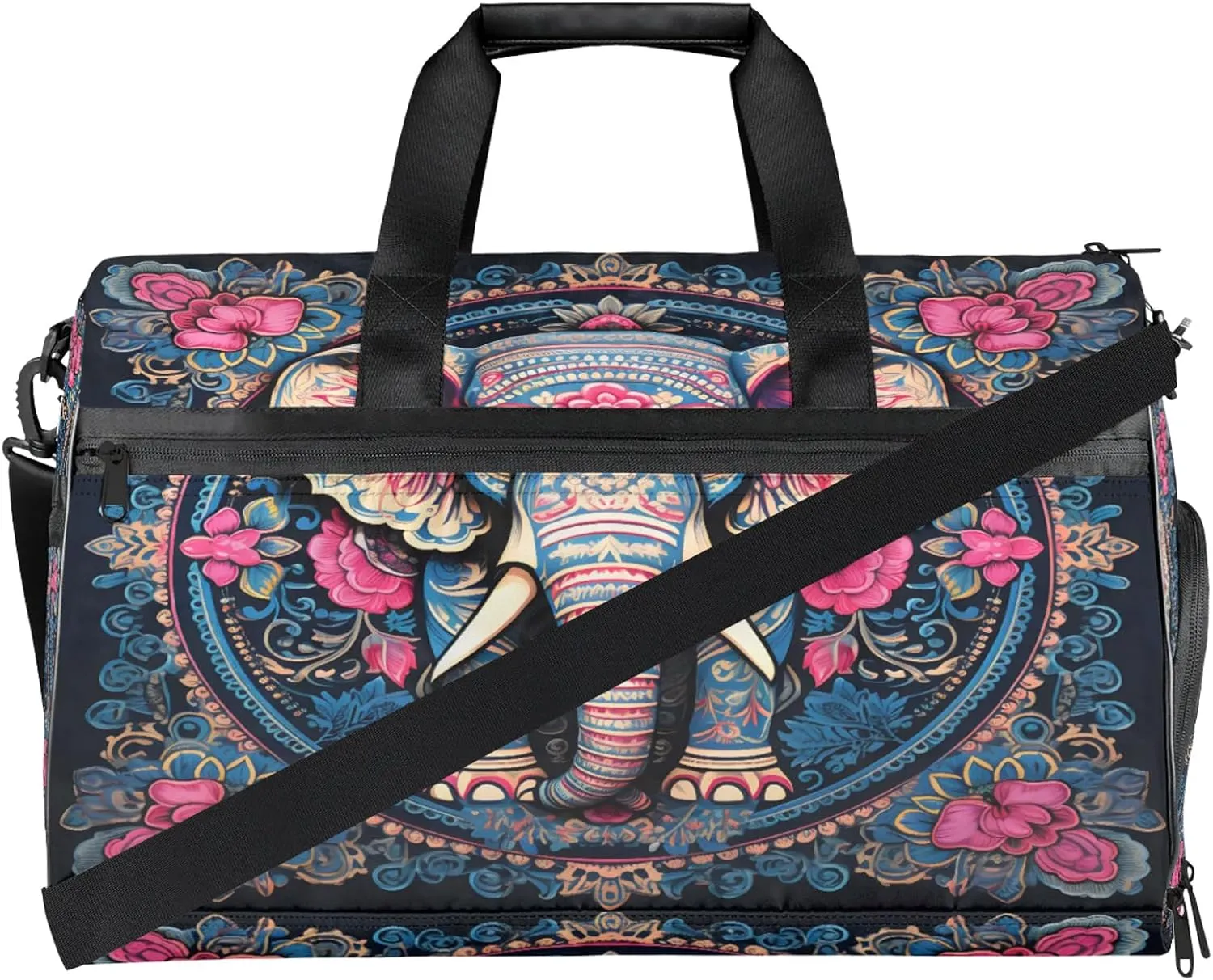 Gym Bag for Women Men Animal Cool Elephant Travel Duffle Bag with Shoe Compartment Waterproof Sports Tote Bags Large Overnight Weekender Bags for Travel Swimming Gym Yoga Dance