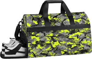 Gym Bag for Women Men Army Camo Green Travel Duffle Bag with Shoe Compartment Waterproof Sports Tote Bags Large Overnight Weekender Bags for Travel Swimming Gym Yoga Dance