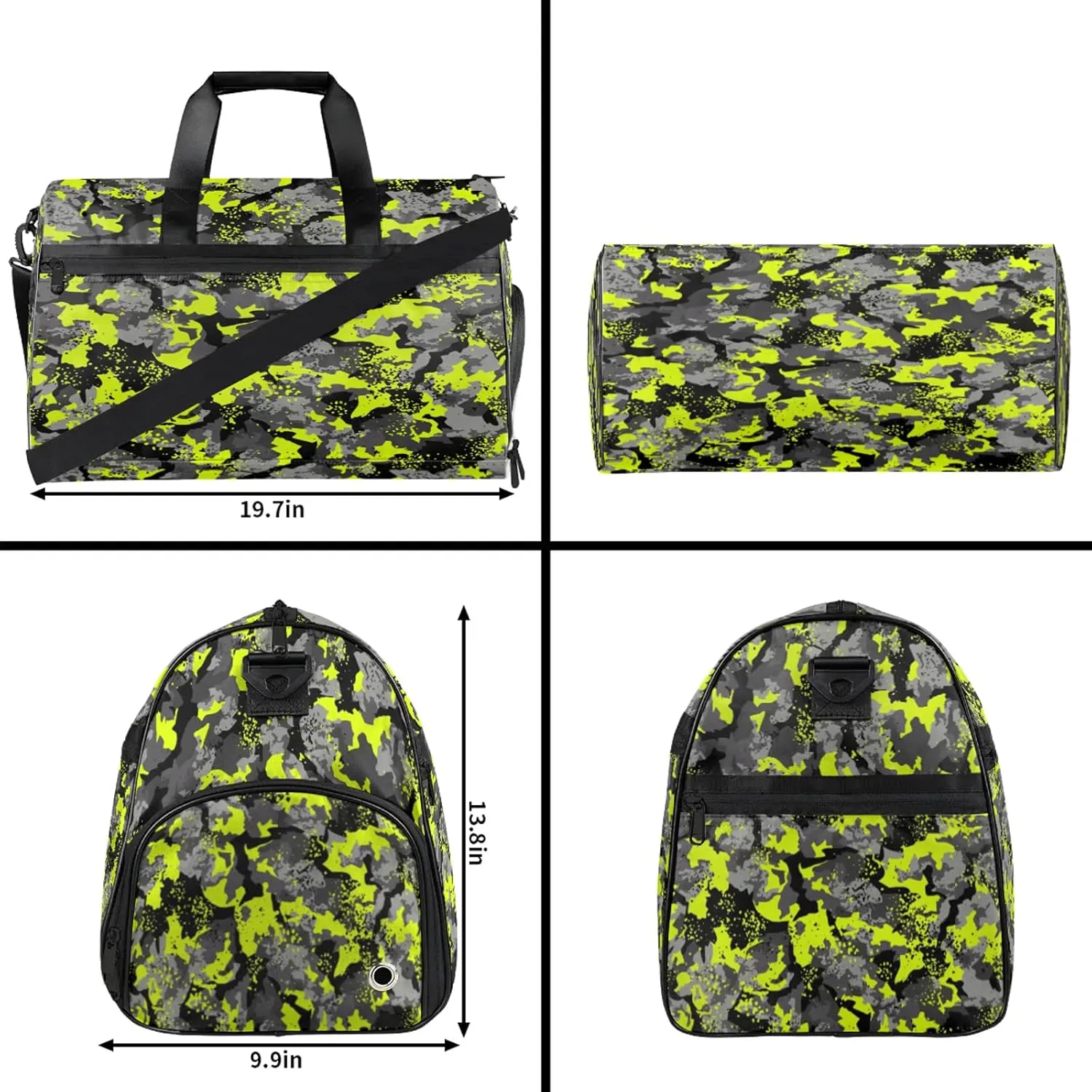Gym Bag for Women Men Army Camo Green Travel Duffle Bag with Shoe Compartment Waterproof Sports Tote Bags Large Overnight Weekender Bags for Travel Swimming Gym Yoga Dance