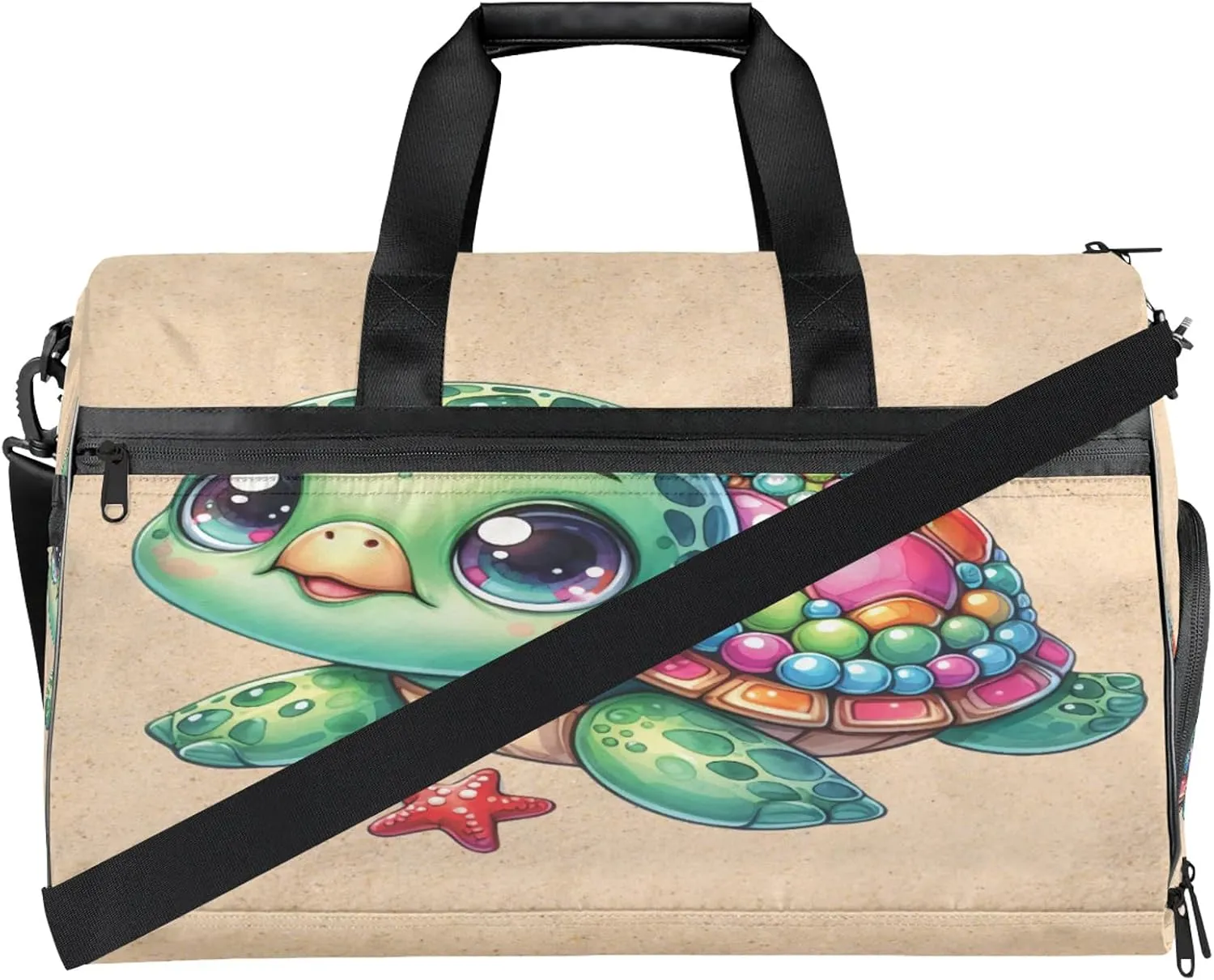 Gym Bag for Women Men Cute Turtle Beach Summer Travel Duffle Bag with Shoe Compartment Waterproof Sports Tote Bags Large Overnight Weekender Bags for Travel Swimming Gym Yoga Dance