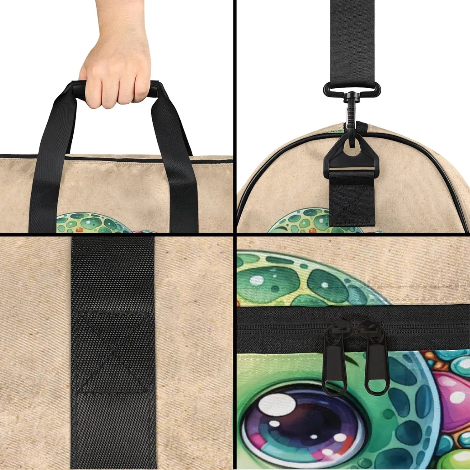 Gym Bag for Women Men Cute Turtle Beach Summer Travel Duffle Bag with Shoe Compartment Waterproof Sports Tote Bags Large Overnight Weekender Bags for Travel Swimming Gym Yoga Dance