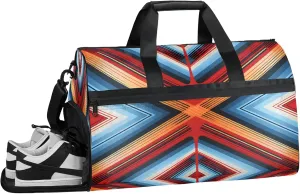 Gym Bag for Women Men Ethnic Abstract Modern Colorful Travel Duffle Bag with Shoe Compartment Waterproof Sports Tote Bags Large Overnight Weekender Bags for Travel Swimming Gym Yoga Dance