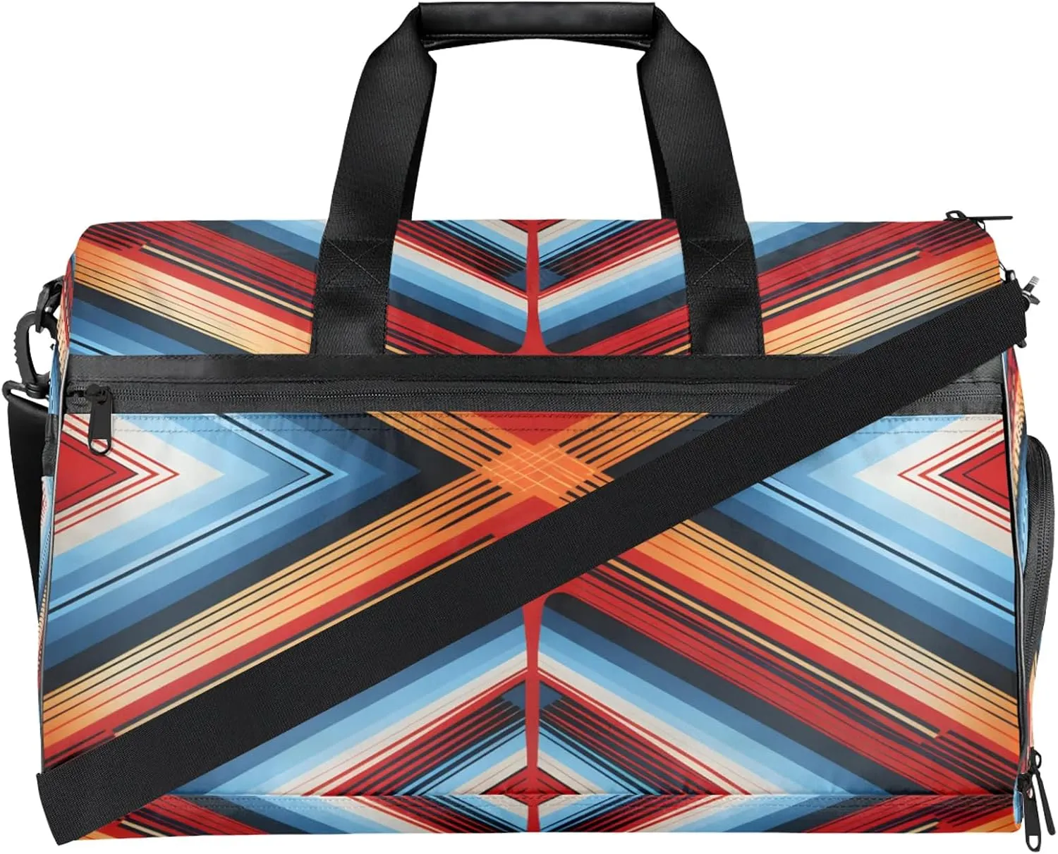 Gym Bag for Women Men Ethnic Abstract Modern Colorful Travel Duffle Bag with Shoe Compartment Waterproof Sports Tote Bags Large Overnight Weekender Bags for Travel Swimming Gym Yoga Dance