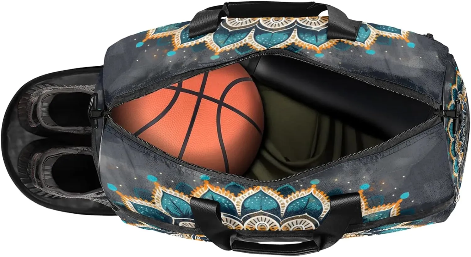 Gym Bag for Women Men Ethnic Colorful Mandala Abstract Travel Duffle Bag with Shoe Compartment Waterproof Sports Tote Bags Large Overnight Weekender Bags for Travel Swimming Gym Yoga Dance