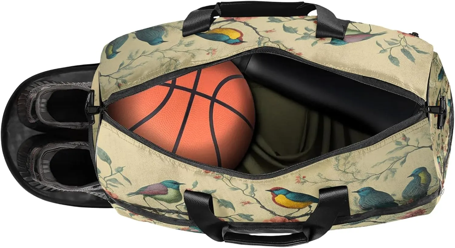 Gym Bag for Women Men Retro Abstract Bird Travel Duffle Bag with Shoe Compartment Waterproof Sports Tote Bags Large Overnight Weekender Bags for Travel Swimming Gym Yoga Dance