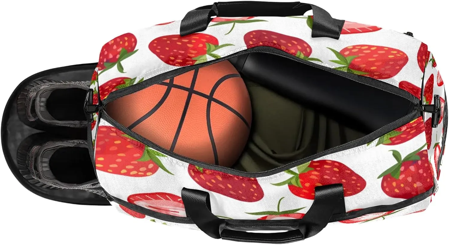 Gym Bag for Women Men Strawberry Fruit Abstract Travel Duffle Bag with Shoe Compartment Waterproof Sports Tote Bags Large Overnight Weekender Bags for Travel Swimming Gym Yoga Dance