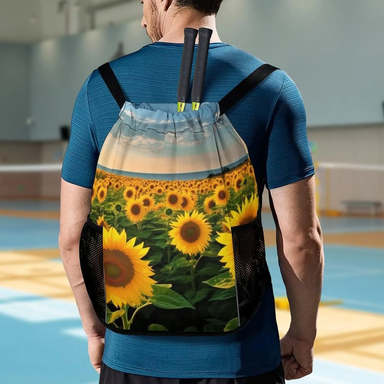 Gym Bag for Women Men Sunflowers SeaTravel Duffel Bag Large Capacity Sports Drawstring Backpack