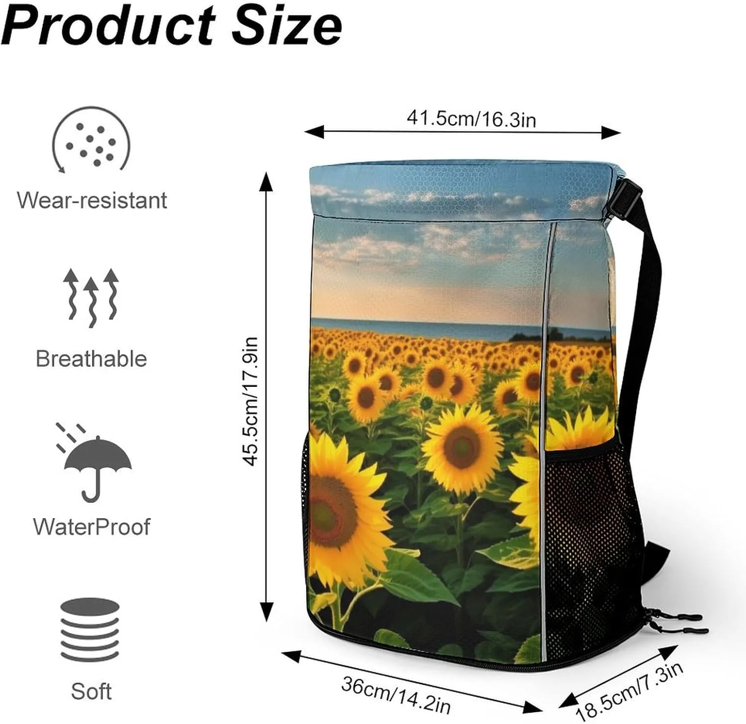 Gym Bag for Women Men Sunflowers SeaTravel Duffel Bag Large Capacity Sports Drawstring Backpack