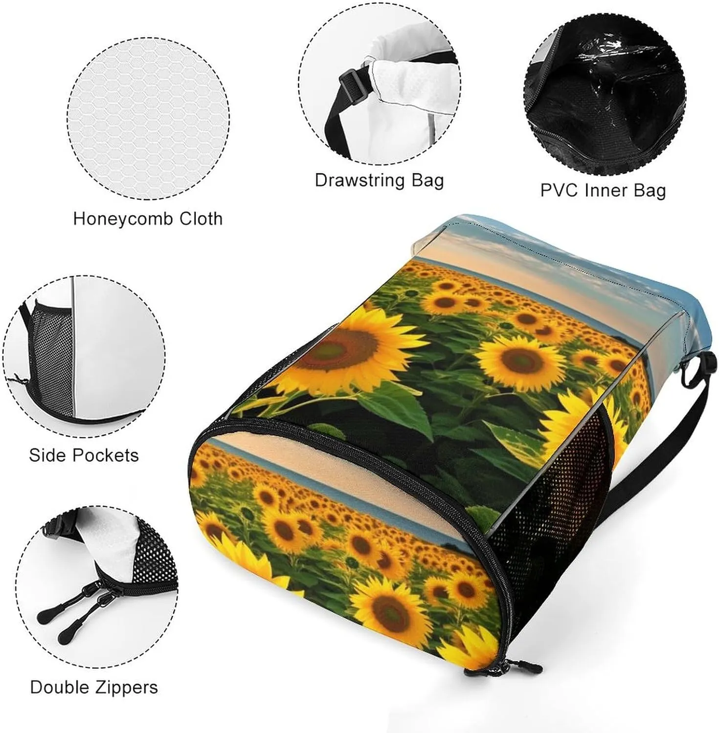 Gym Bag for Women Men Sunflowers SeaTravel Duffel Bag Large Capacity Sports Drawstring Backpack