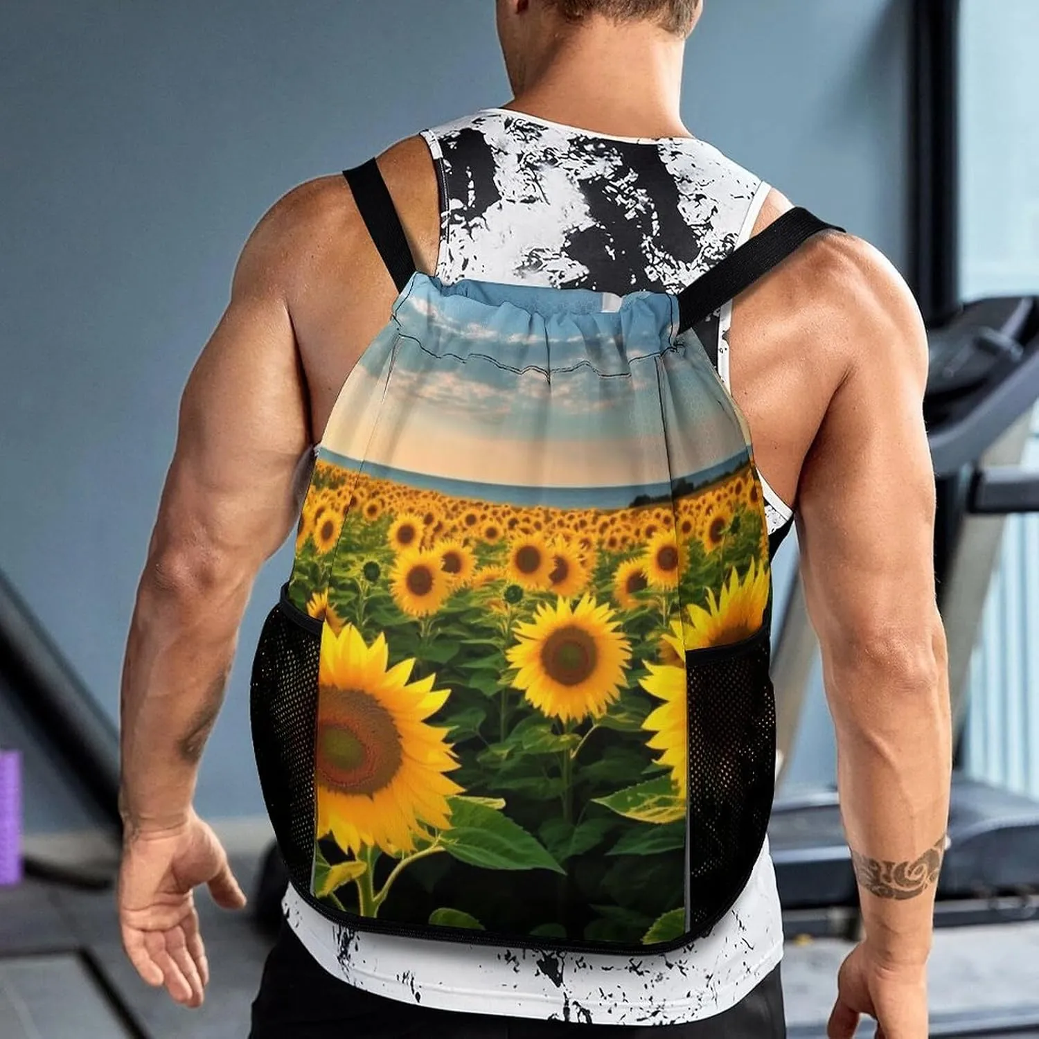 Gym Bag for Women Men Sunflowers SeaTravel Duffel Bag Large Capacity Sports Drawstring Backpack