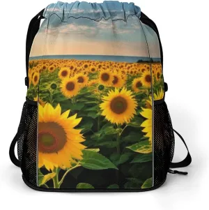 Gym Bag for Women Men Sunflowers SeaTravel Duffel Bag Large Capacity Sports Drawstring Backpack