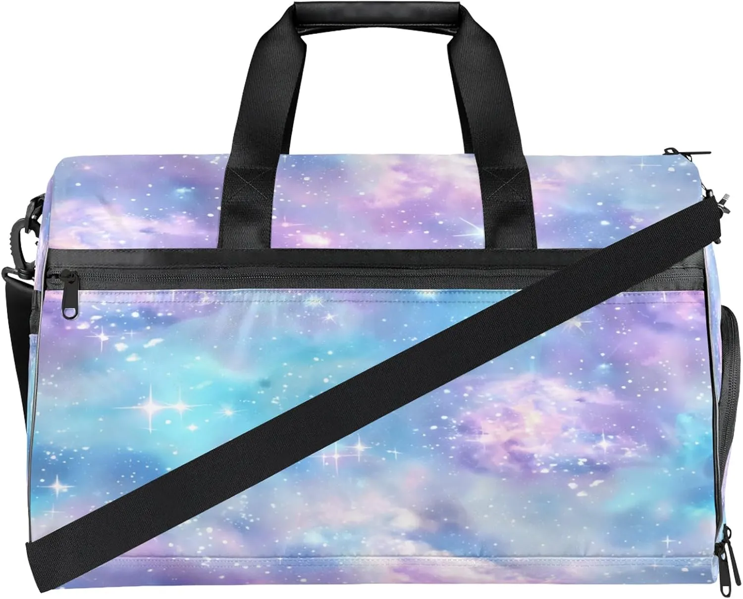 Gym Bag for Women Men Universe Fantasy Purple Star Travel Duffle Bag with Shoe Compartment Waterproof Sports Tote Bags Large Overnight Weekender Bags for Travel Swimming Gym Yoga Dance
