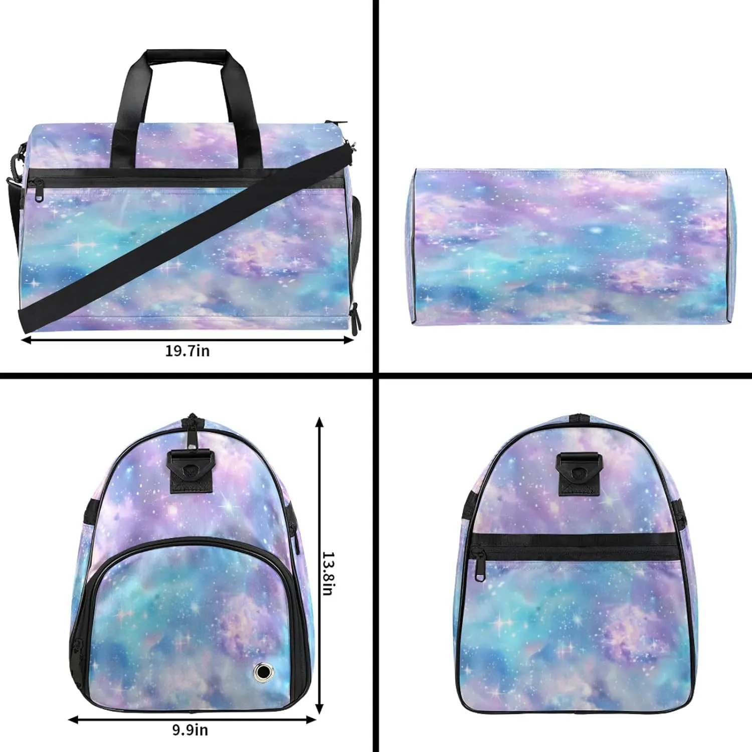 Gym Bag for Women Men Universe Fantasy Purple Star Travel Duffle Bag with Shoe Compartment Waterproof Sports Tote Bags Large Overnight Weekender Bags for Travel Swimming Gym Yoga Dance