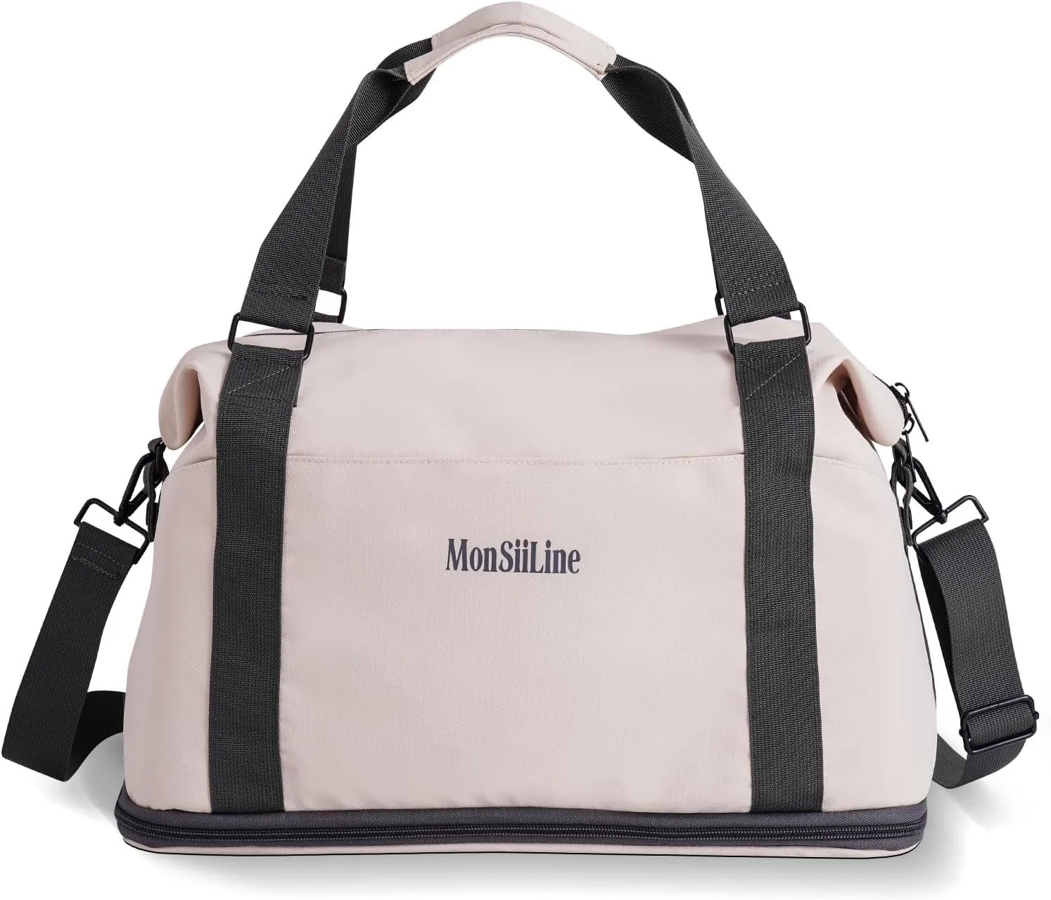 Gym Bag for Women Men with Shoe Compartment Wet Pocket Waterproof Durable Travel Duffel Bag for Sports Gym Swimming Yoga Flight Weekend Overnight Carry on Tote Bag (White)