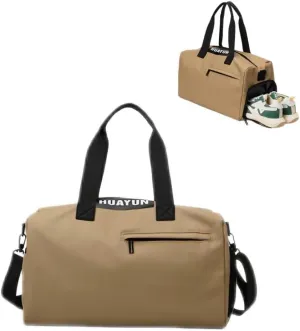 Gym Bag for Women with Shoe Compartment, Weekender Bag Travel Bag for Women, Dry-Wet Separation, Multifunctional Large Capacity and High-Density Oxford Fabric (Brown)