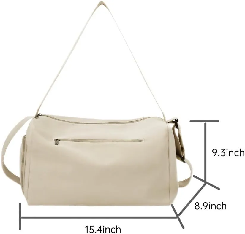 Gym Bag for Women with Shoe Compartment, Weekender Bag Travel Bag for Women, Dry-Wet Separation, Multifunctional Large Capacity and High-Density Oxford Fabric (Khaki)
